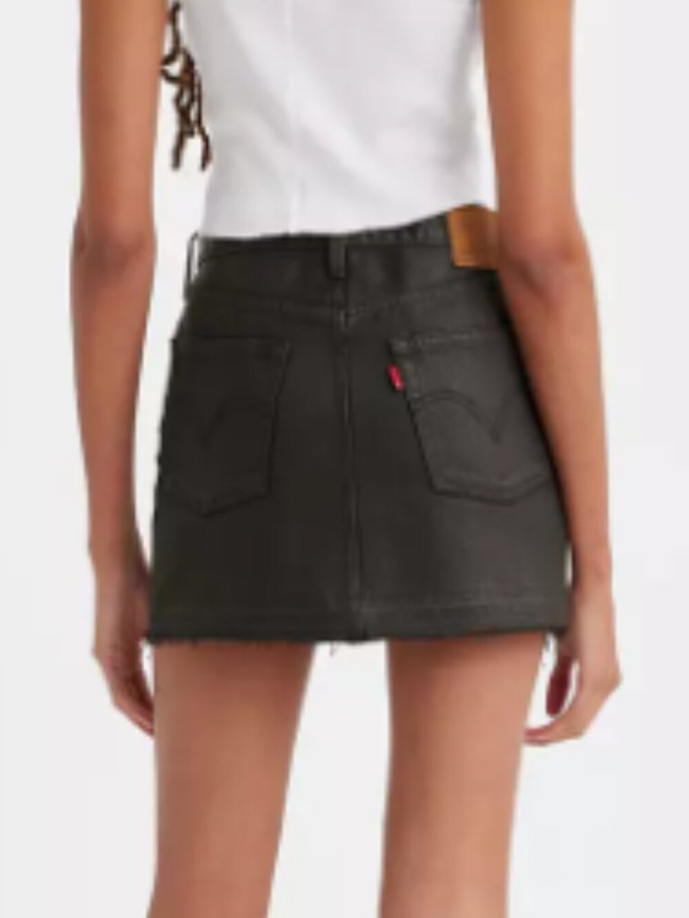 NWT Levi's Icon Skirt Black Coated Non Stretch Denim Raw Hem Moto Grunge Size 25